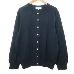 クミキョク 組曲 KUMIKYOKU 美品 大きいサイズ 19SS ニットカーディガン 長袖 クルーネック 7 17号 紺 ネイビー /X