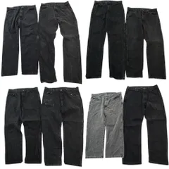 古着卸 まとめ売り RUSTLER ラスラー ブラックデニム パンツ 8枚セット (メンズ 38 /36 ) グレー ペインティング アメカジ 中古古着 ND3424