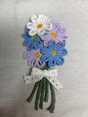 ＊お花のコサージュ＊ハンドメイド＊かぎ針編み＊ブルー系＊