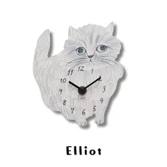 【松尾ミユキ / Matsuo Miyuki】Diecut clock Elliot｜ダイカット掛け時計 Elliot｜猫ねこネコcat