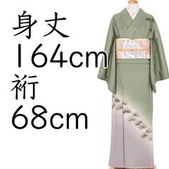夏着物◇縦絽□付下げ□しっとり霞ぼかし□背紋有□薄緑◇正絹着物 
