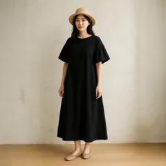 【大人可愛い】LOWRYS FARM ロングワンピース ナチュラル フレア F ブラック