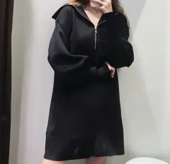 Zara ザラ ブラック ジッパー ニット セーラー タートルネック ツーウェイ ONE PIECE (実物画像あり)