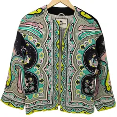 エトロ ETRO イタリア製 ペイズリー ボタンレス ノーカラージャケット レディース EUR：38 のサムネイル