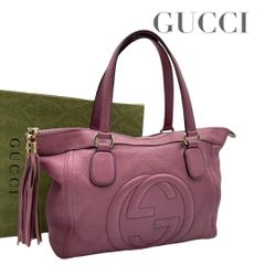 GUCCI】トートバッグ ソーホー インターロッキングG レザー ピンク