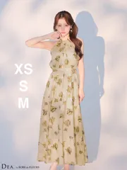 ベージュ [DE4642-IV-2601]【DEA. by ROBE de FLEURS/ディアバイローブドフルール】フラワージャガード/ シフォン/ ホルターネック/ フレア/ ワンピース/ ミモレ丈/ ミディアムドレス/ キャバドレス AngelR