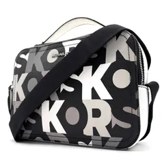 極美品 MICHAELKORS マイケルコース 2way ショルダーバッグ カメラバッグ 総柄 ロゴ 斜め掛け 黒 白 クロスボディ メンズ レディース