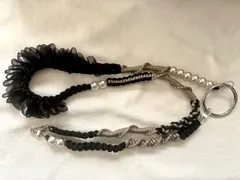 パラコード　スマホ　ショルダー　ストラップ　ハンドメイド　フリルリボン　パールビーズ　2way