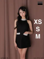 ブラック　anier4057【ANIER./アニエル】ROBE de FLEURS/ローブドフルール/ Glitter flannel halter pearl mini dress グリッター/ ホルター/ パール/ ミニドレス/ キャバドレス AngelR