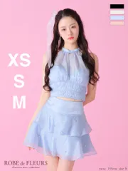 ブルー fm3593 【ROBE de FLEURS/ローブドフルール】 アメスリ/ サテン/ ホルター/ セットアップティアード/ フレア/ ミニドレス/ キャバドレス/ ブリエ/ AngelR