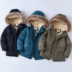 キッズ 中綿コート 裏ボア アウター エコファー 中綿ジャケット ファーフード ミドル丈 スリット 子供 女の子 男の子 防寒 冬225588