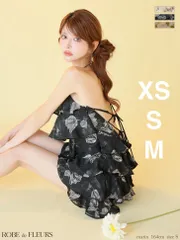 ブラック　fm4503  [FM4503-IV-2601] 【ROBE de FLEURS/ローブドフルール】フラワージャガード/ シフォン/ ティアード/ フレア/ ミニドレス/ キャバドレス/ ブリエ