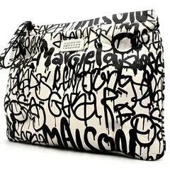 正規品 Maison Margiela メゾンマルジェラ グラムスラム グラフィック クラッチバッグ セカンドバッグ ホワイト 大容量 ダウン素材