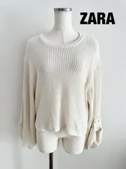 ZARA　ザラ　カットソー　Mサイズ　アイボリー　可愛い　長袖　綺麗め　大人　おしゃれ　お出掛け　送料込み　6461862