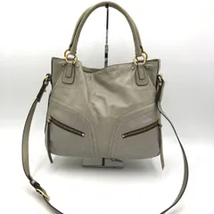 【美品】サザビー SAZABY 2way ショルダーバッグ ハンドバッグ レザー グレー 灰色