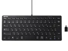 【新品・3営業日で発送】BUFFALO バッファロー BSKBUC310BK Type-C変換アダプタ付 有線 USB接続ミニキーボードBK(BSKBUC310BK)