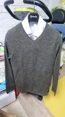 メンズVネック ニット カーキ