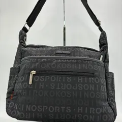 【美品】ヒロココシノ HIROKO KOSHINO ショルダーバッグ 黒 ロゴ 総柄 ナイロン