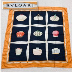 未使用級】BVLGARIブルガリ 超大判スカーフ シルク100% 紺 - メルカリ
