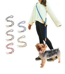 新品 犬 ショルダーリード 犬用リード 肩掛け 2頭 多機能リード 6in1 ハンズフリーリード ロングリード ロープ 頑丈 犬 小型犬 中型犬 大型犬 (ブラウン M)