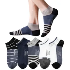 【在庫処分】抗菌防臭 ソックス 吸汗速乾 5足セット スポーツソックス くるぶし 綿 カジュアル メンズ ショートソックス スニーカーソックス 通気性 靴下 薄手 脱げない 夏用 [XCHMYi] フリーサイズ24~27cm 男女兼用