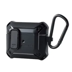 エレコム AirPods 第3世代 (2021年) 用 ケース カバー ZEROSHOCK Lock ロック機能 カラビナ付 落下防止 ワイヤレス充電対応 衝撃吸収 ブラック AVA-AP3ZEROLBK [ブラック]