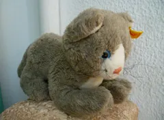 ドイツ　シュタイフ クシェル　カドル　キャット　猫　cat 　グレー　　ブルーアイ ぬいぐるみ Steiff