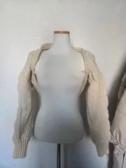 アイボリー ボレロ ケーブル編み ニット カーディガン
