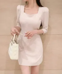 FROMDAYONE フロムデイワン 르네아 ハート スクエアネック パフワンピース / ライトピンク S