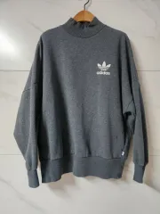 アディダス ネック 起毛 スウェット グレー