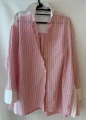 ザラ ピンク ストライプ バイカラー シャツ (正規品)