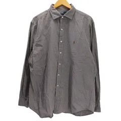 ポロバイラルフローレン Polo by RALPH LAUREN 90S STANTON CLASSIC FIT ポニー 刺繍 襟芯 L/S レギュラーカラー マドラスチェック シャツ ビックサイズ メンズ import：XL 