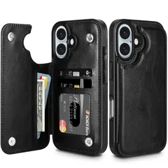 【ラスト1点】全面保護 iPhone iPhone スタンド機能 携帯ケース 落下防止 耐衝撃 16 16 アイフォン16 薄型 軽量 スマホケース カバー PUレザー カード入れ ケース ケース いphone16 ブラック 手帳型 背面 カード収納 for 