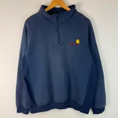 Carhartt WIP カーハート スウェット ハーフジップ ロゴ刺繍 ネイビー XLサイズ メンズ 古着 ストリート アメカジ