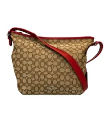 美品 コーチ ショルダーバッグ 斜め掛け シグネチャー レディース COACH