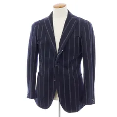 【中古】リングヂャケット RING JACKET ウールコットン ストライプ 3B テーラードジャケット ネイビーxグレー【サイズ46】【メンズ】