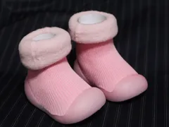 ★国内在庫・即日出荷★【足サイズ10~11cm対応】ロングソックスシューズ/靴下靴 K17-ピンク-11.5　ファーストシューズ　ベビーシューズ　室内履き　上履き　低出生体重児　小さい足の子