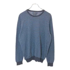 Polo by Ralph Lauren ポロ ラルフローレン コットンニットセーター ボーダー ブルー(メンズ L)中古 古着 V9759