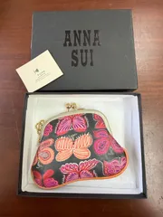 未使用保管品 ANNA SUI アナスイ がま口 ポーチ 蝶 バタフライ 総柄 箱付き