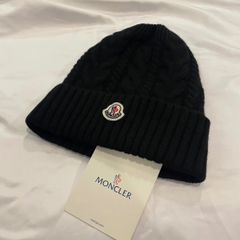 MONCLER ニット帽 ビーニー ブラック サイズL - メルカリ
