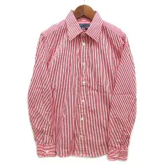 ラルフローレン RALPH LAUREN スリムフィット ストライプ シャツ ブラウス 長袖 ワンポイント レッド 赤 6