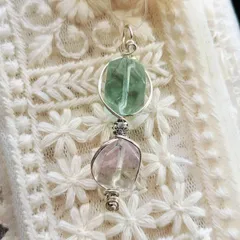 天然石✩フローライト✩ペンダントトップ✩ワイヤーアート✩オリジナルデザイン