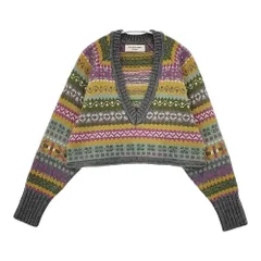 BEAMS BOY ボーイ フェアアイルVネックニット 定価14080円 セーター ニット グレー系 レディース ビームスボーイ【中古】5-1228T♪