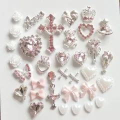 No.401　地雷系　量産型　ピンク　シルバー　ホワイト　ネイルパーツ