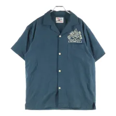 KARAKU (カラク) 胸刺繍デザイン 開襟半袖シャツ グリーン