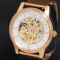 LOBOR ゴールド スケルトン腕時計 ロバー 自動巻 LB3507L-SL - メルカリ