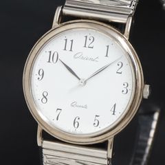 極美品 稼働品 ORIENT クォーツ 新品電池 オーバル サファイアガラス 