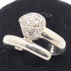 良品 SV925刻印 4.13g スネーク 蛇型 透明石 アクセサリー ジュエリー 2000000 NSK AKO IKE