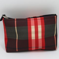 BURBERRY レッド ポーチ ノバチェック - メルカリ