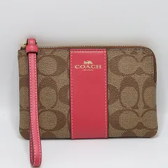良品 コーチ シグネチャー ブラウン /ピンク H2148 58035 パスケース ポーチ ブランド 小物 KMR 2000000 NSK